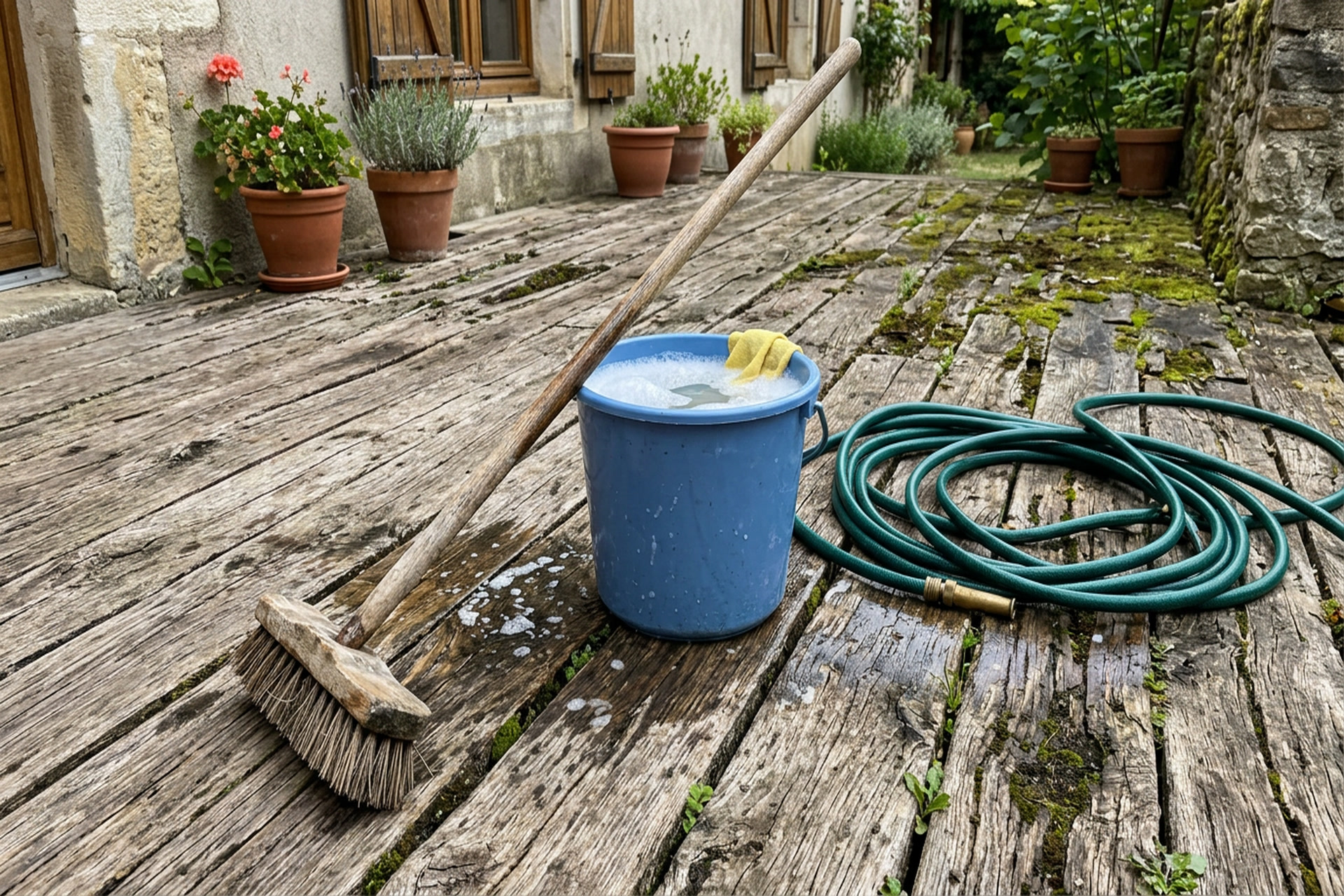 Nettoyer une terrasse sans Kärcher : méthodes