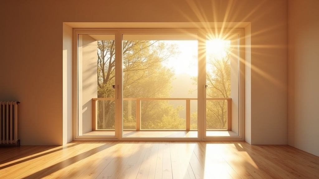 Vue intérieure d'une maison passive avec triple vitrage