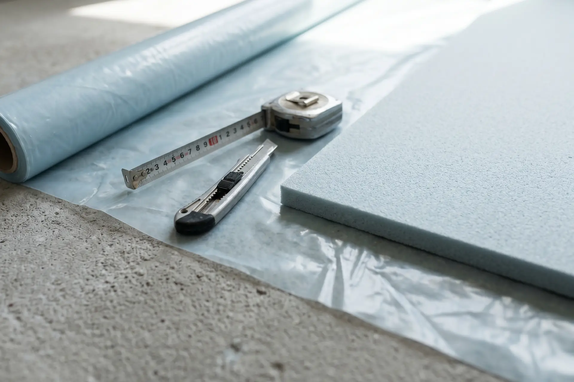 Détail sous-couche et pare-vapeur pour parquet flottant