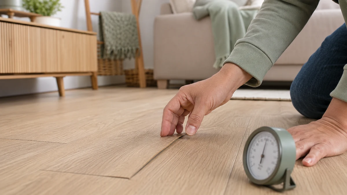 Inspection des jointures gonflées d’un parquet stratifié