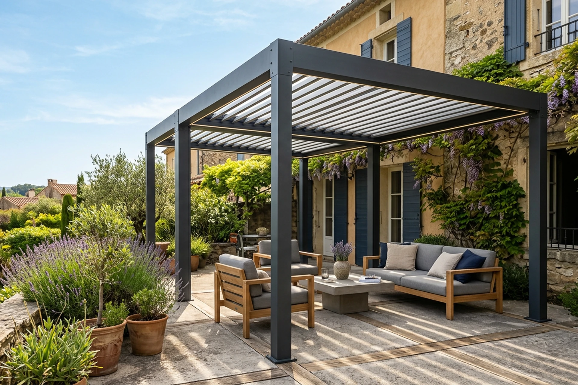 Pergola bioclimatique 2026 : comparatif Leroy Merlin, Biossun, Gustave Rideau (vrai prix au m²)