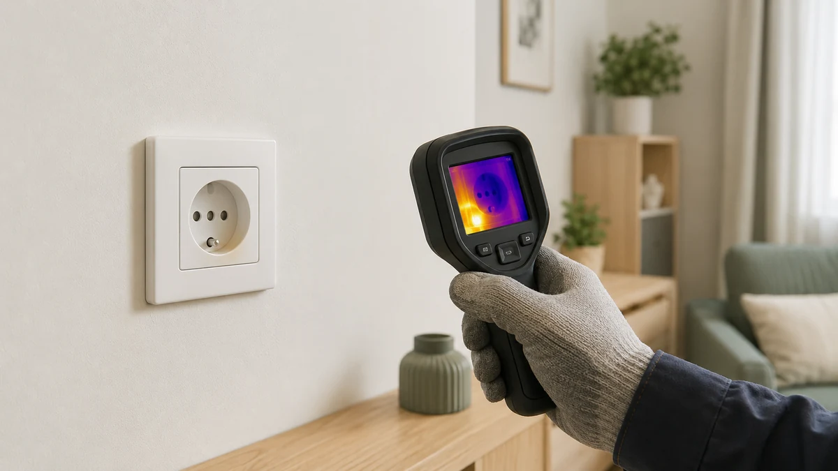 Contrôle professionnel d’une prise électrique qui chauffe