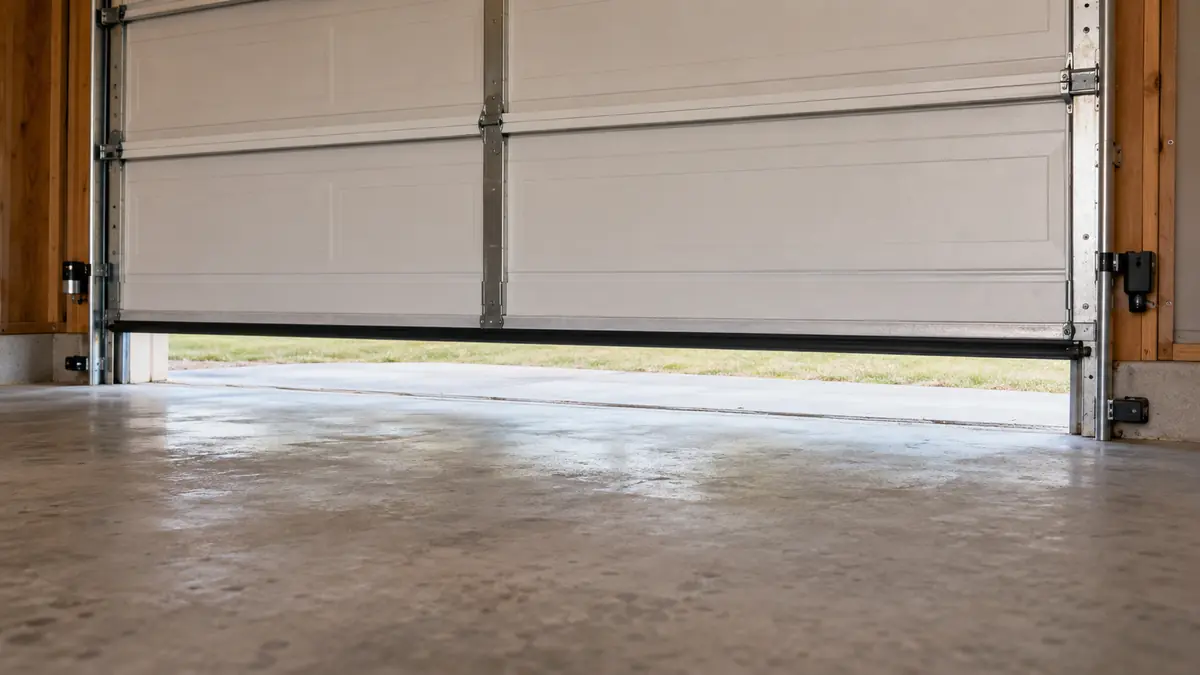 Porte de garage sectionnelle arrêtée à quelques centimètres du sol